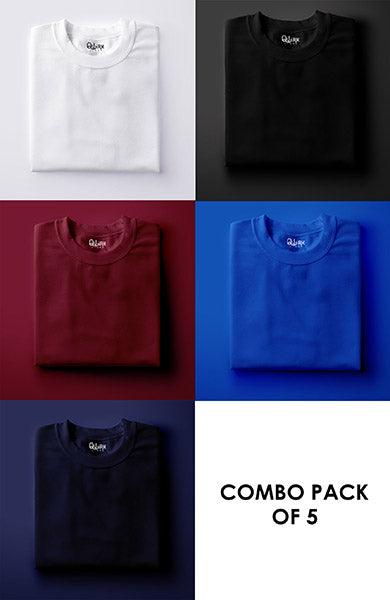 Pack Of 5: CLASSICS (White, Black, Navy, Royal, Maroon) - Qwirk Store