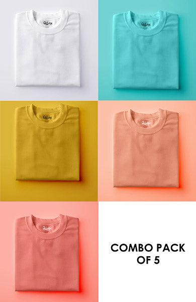 Pack Of 5: PASTELS (White, Mint, Mustard, Peach, Salmon) - Qwirk Store
