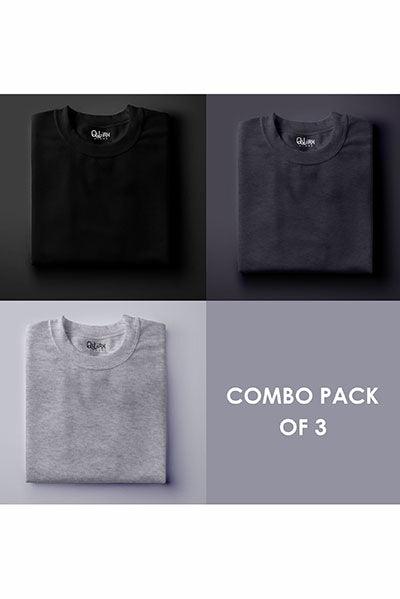 Pack Of 3: Basics (Black, Charcoal Grey, Light Grey Melange) - Qwirk Store